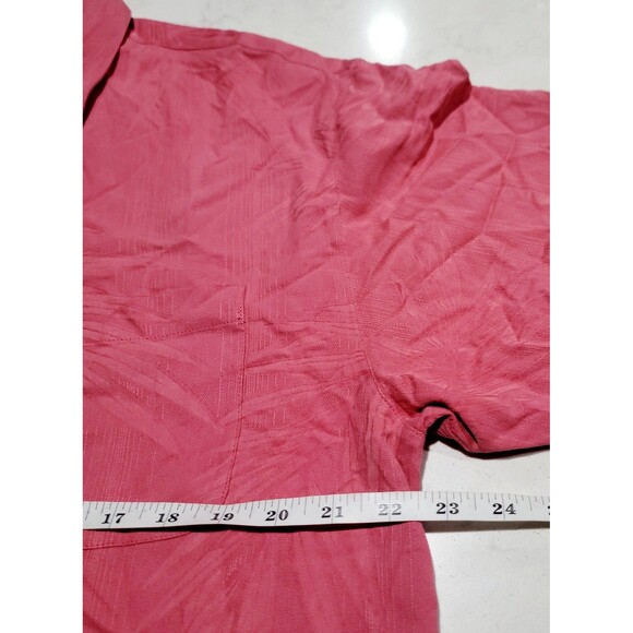 Tommy Bahama Tahitian Border Teaberry Salmon Camp Shirt Silk Cotton Blend NWOT - Picture 3 of 7